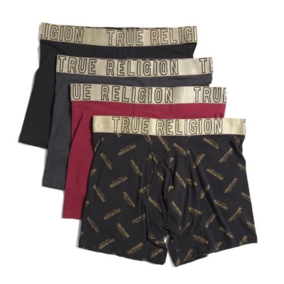 True Religion M-L 4 pack Cotton Stretch Boxer Briefs - Picture 1 of 6